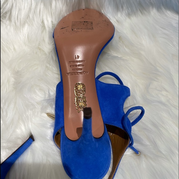 Gently worn Aquazzura vibrant blue suede sandals - Picture 6 of 6